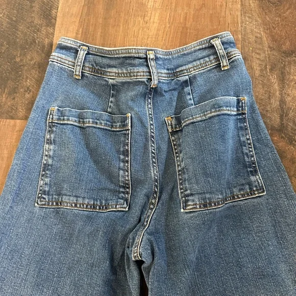 ZARA  Blue Wide-Leg  Frey hem Jeans with stretch size 6 inseam 28 rise 12 1/2 - Picture 5 of 5